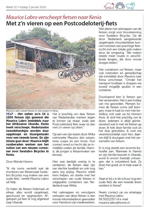 Fietseninzameling voor Kenia