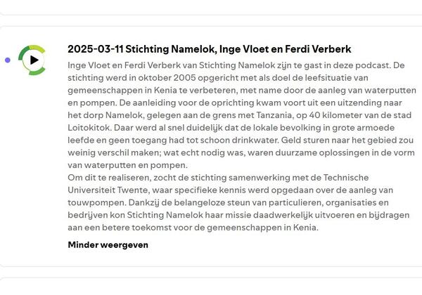 Gesprek op Omroep LvC: Stichting Namelok plaatst 19 solar waterpompen