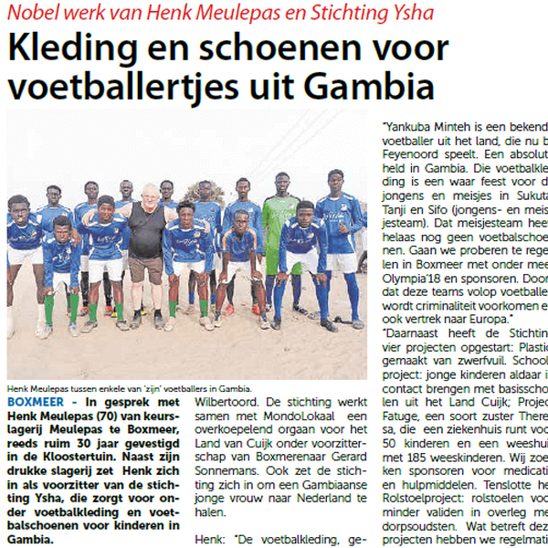 Ondersteuning voetballertjes in Gambia