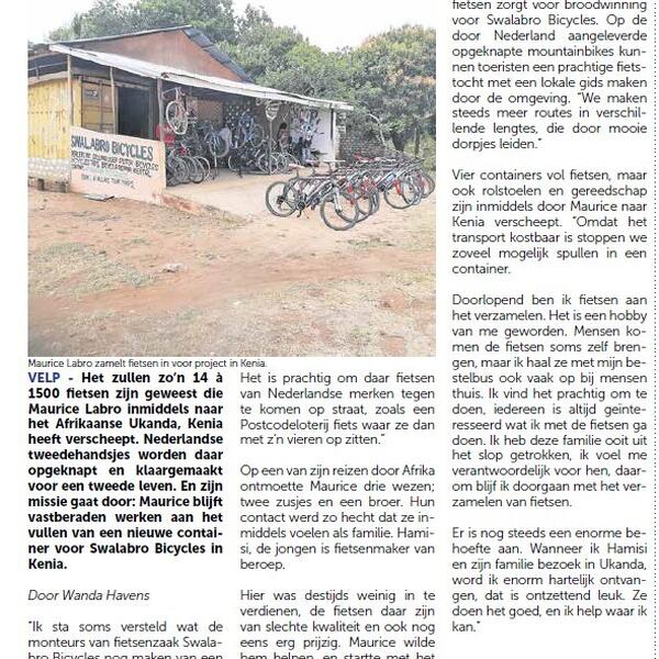 Fietseninzameling voor Kenia