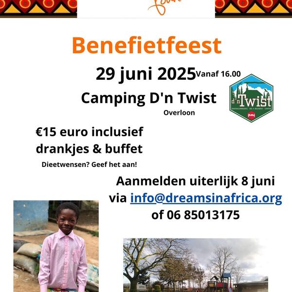 NU aanmelden voor Benefietfeest op 29 juni